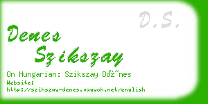 denes szikszay business card